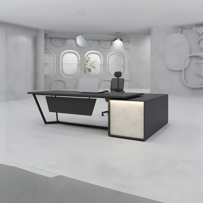 Noir Edge — Midnight Bevel Desk